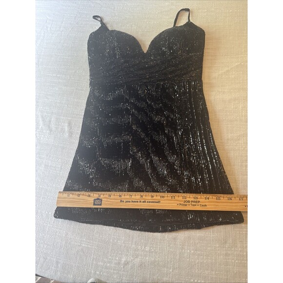 Cinderella Devine Sexy Black Sequin‎ Mini Dress  ( Altered Hem?) Size XS - Picture 8 of 9